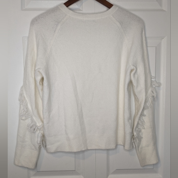 Calvin Klein Plush Fringed Sweater - Cream - Size M - Picture 2 of 3